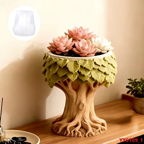 YY6109 Ağaç Tasarımlı Sukulent Saksı Silikon Kalıp